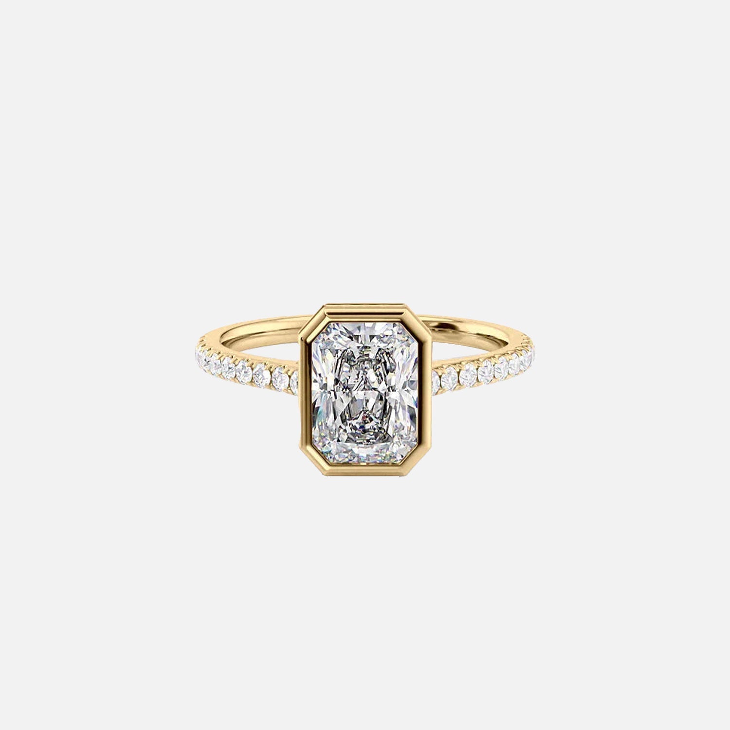 The Pave Charlotte Radiant Lab Diamond Ring 14k Yellow Gold 001