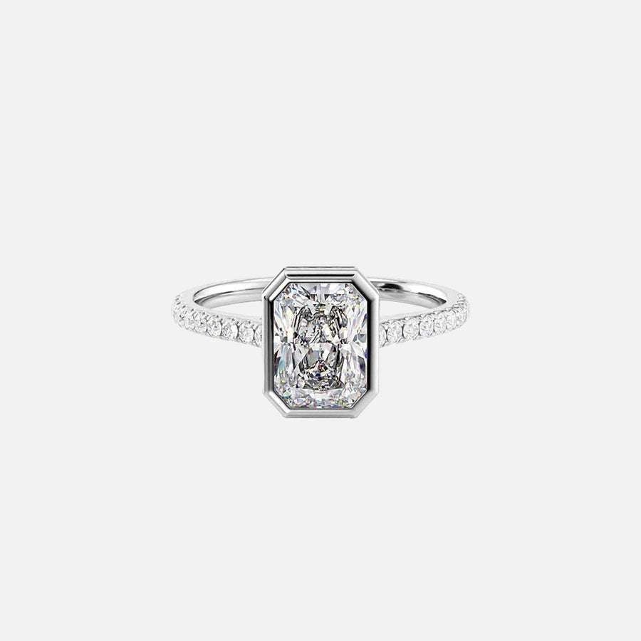  The Pave Charlotte Radiant Lab Diamond Ring 18k White Gold 001