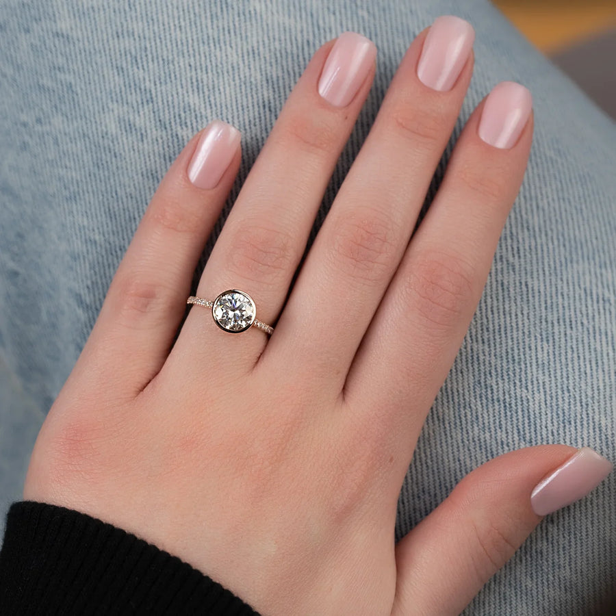  The Pave Charlotte Round Lab Diamond Ring 18k Rose Gold 003