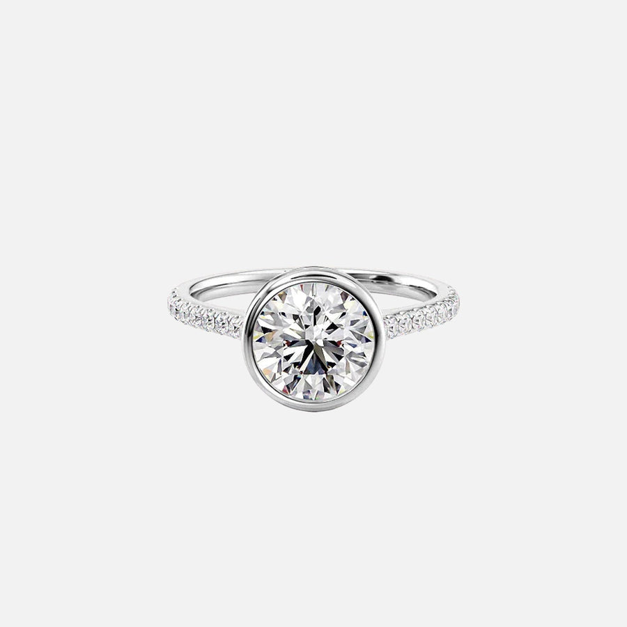  The Pave Charlotte Round Lab Diamond Ring 18k White Gold 001