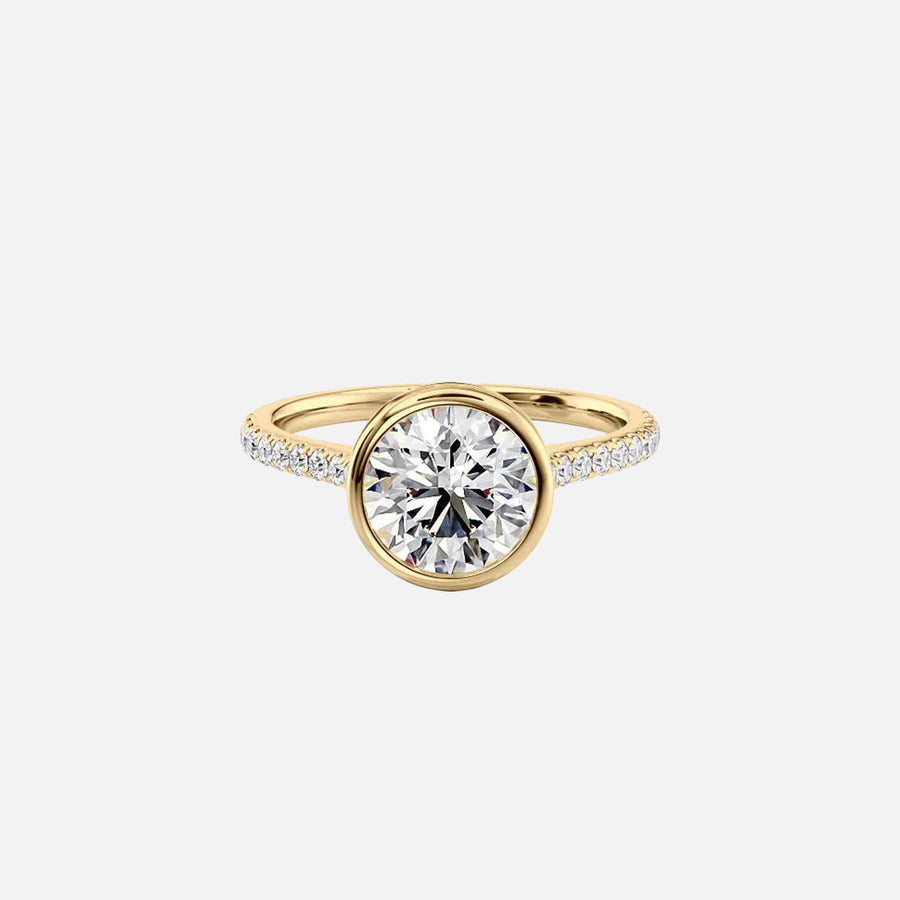  The Pave Charlotte Round Lab Diamond Ring 18k Yellow Gold 001