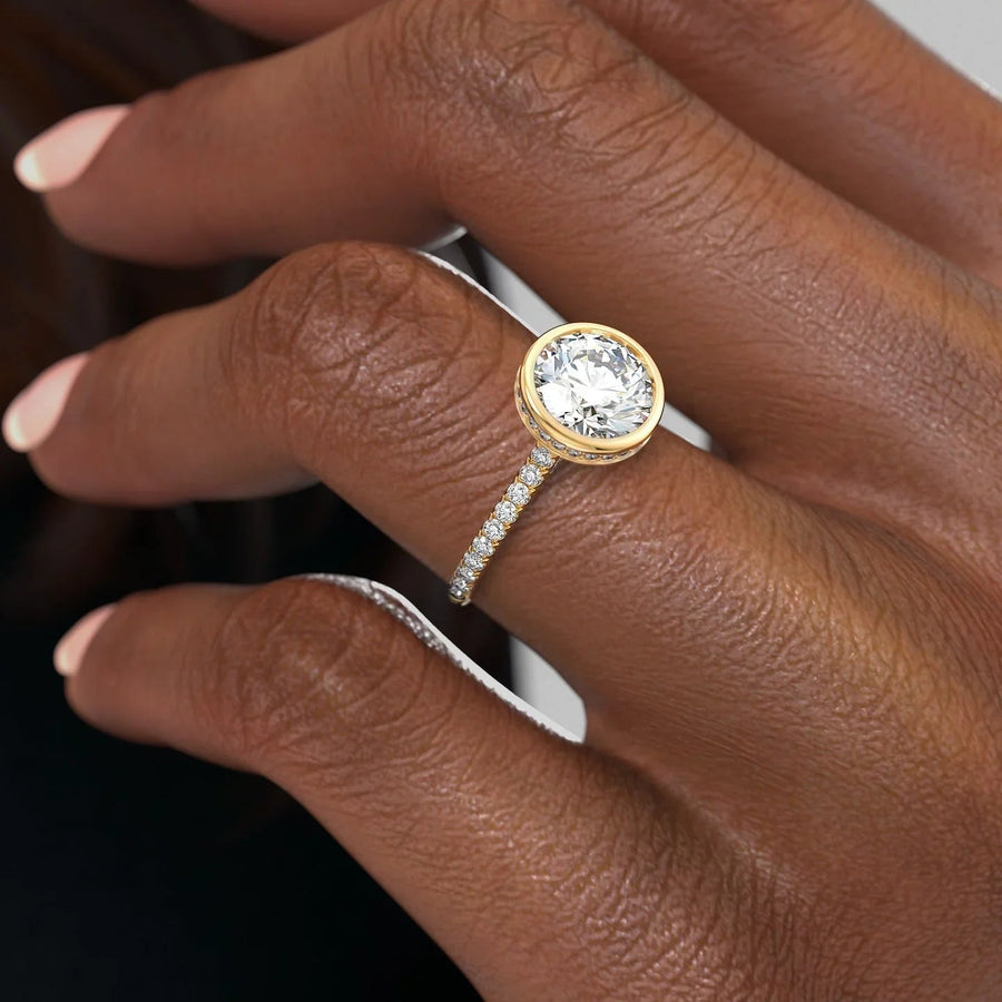  The Pave Charlotte Round Lab Diamond Ring 18k Yellow Gold 005 Final