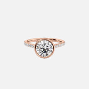  The Pave Charlotte Round Moissanite Ring 14k Rose Gold 001