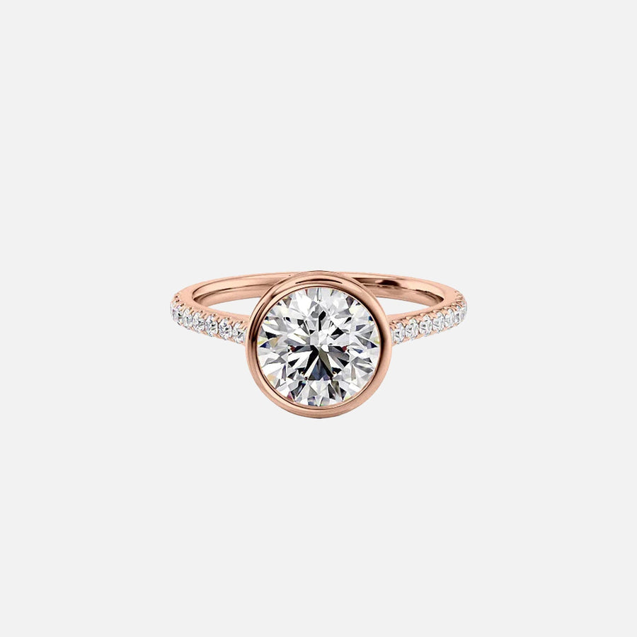  The Pave Charlotte Round Moissanite Ring 14k Rose Gold 001