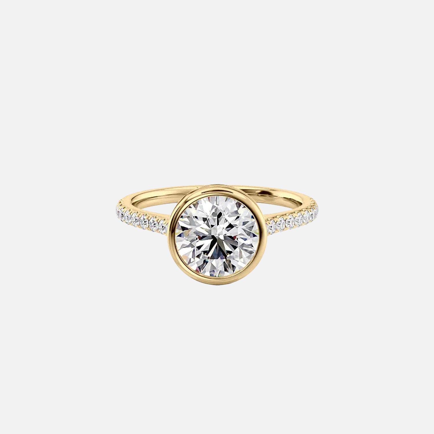 The Pave Charlotte Round Moissanite Ring 14k Yellow Gold 001