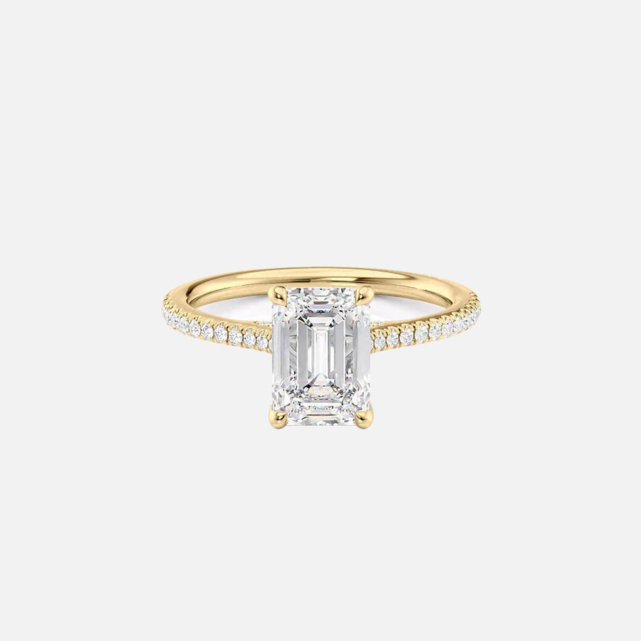 The Pave Claire Emerald Lab Diamond Ring 14k Yellow Gold 001