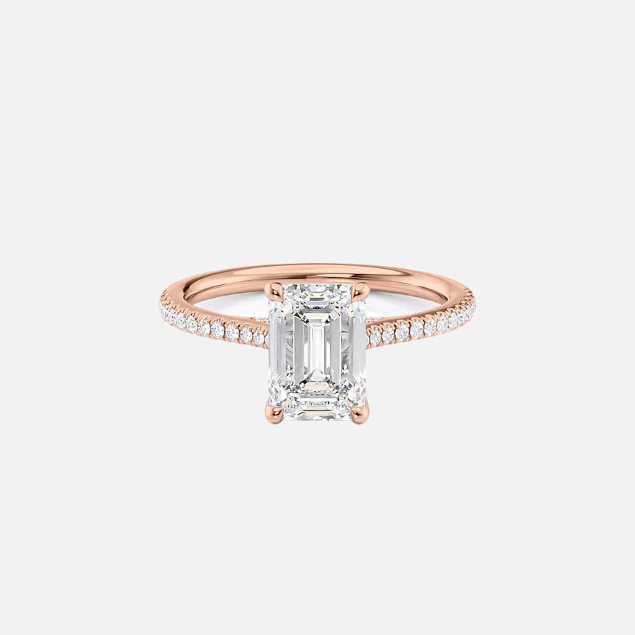  The Pave Claire Emerald Lab Diamond Ring 18k Rose Gold 001