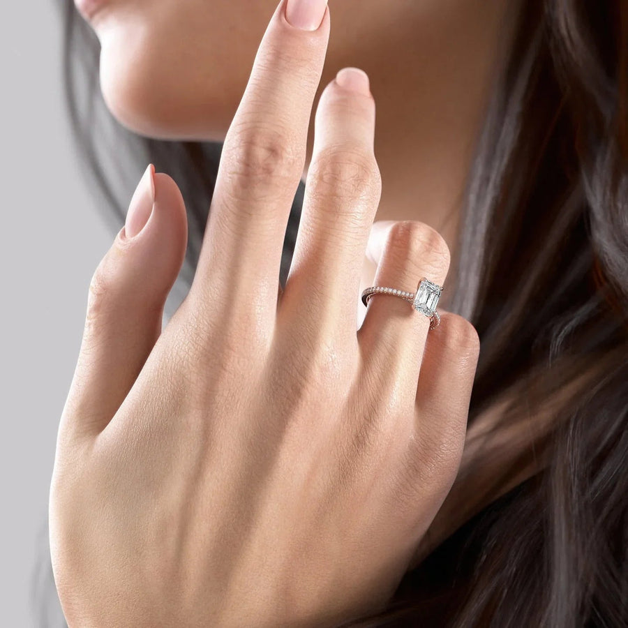  The Pave Claire Emerald Lab Diamond Ring 18k Rose Gold 003