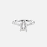  The Pave Claire Emerald Lab Diamond Ring 18k White Gold 001