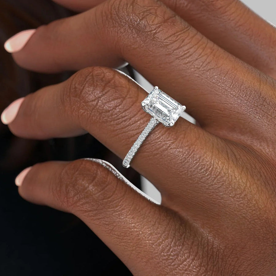  The Pave Claire Emerald Lab Diamond Ring 18k White Gold 005 Final