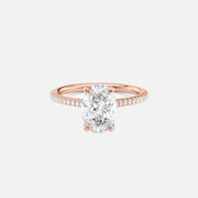  The Pave Claire Oval Moissanite Ring 14k Rose Gold 001