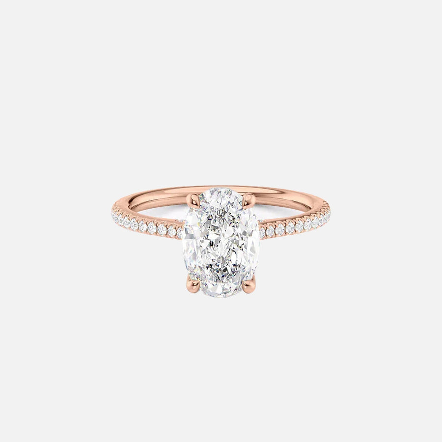  The Pave Claire Oval Moissanite Ring 14k Rose Gold 001