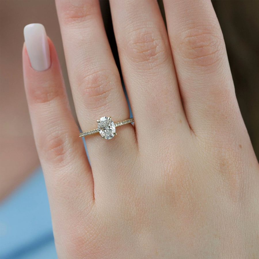  The Pave Claire Oval Moissanite Ring 14k Yellow Gold 003