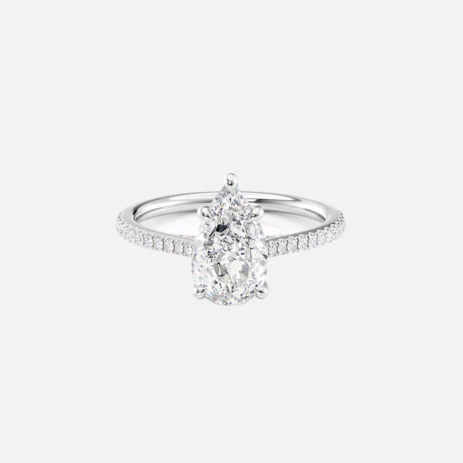  The Pave Claire Pear Lab Diamond Ring 14k White Gold 001