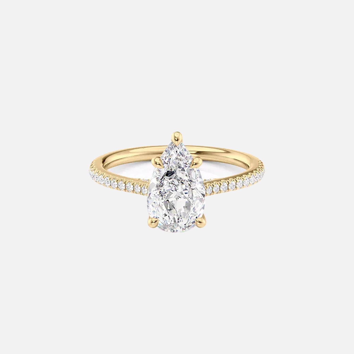 The Pave Claire Pear Moissanite Ring 14k Yellow Gold 001