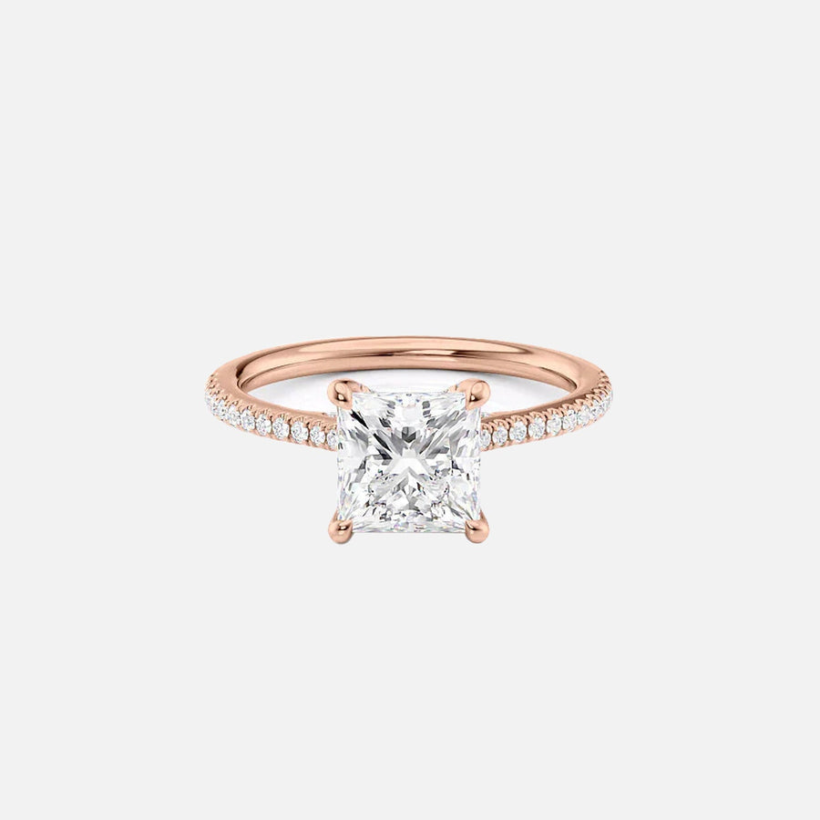  The Pave Claire Princess Lab Diamond Ring 18k Rose Gold 001