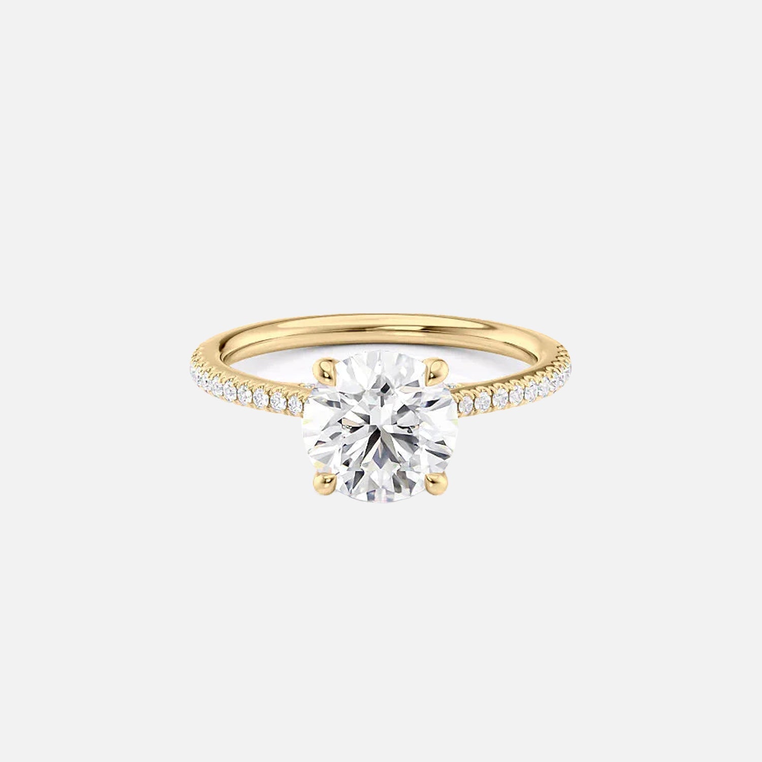 The Pave Claire Round Moissanite Ring 14k Yellow Gold 001