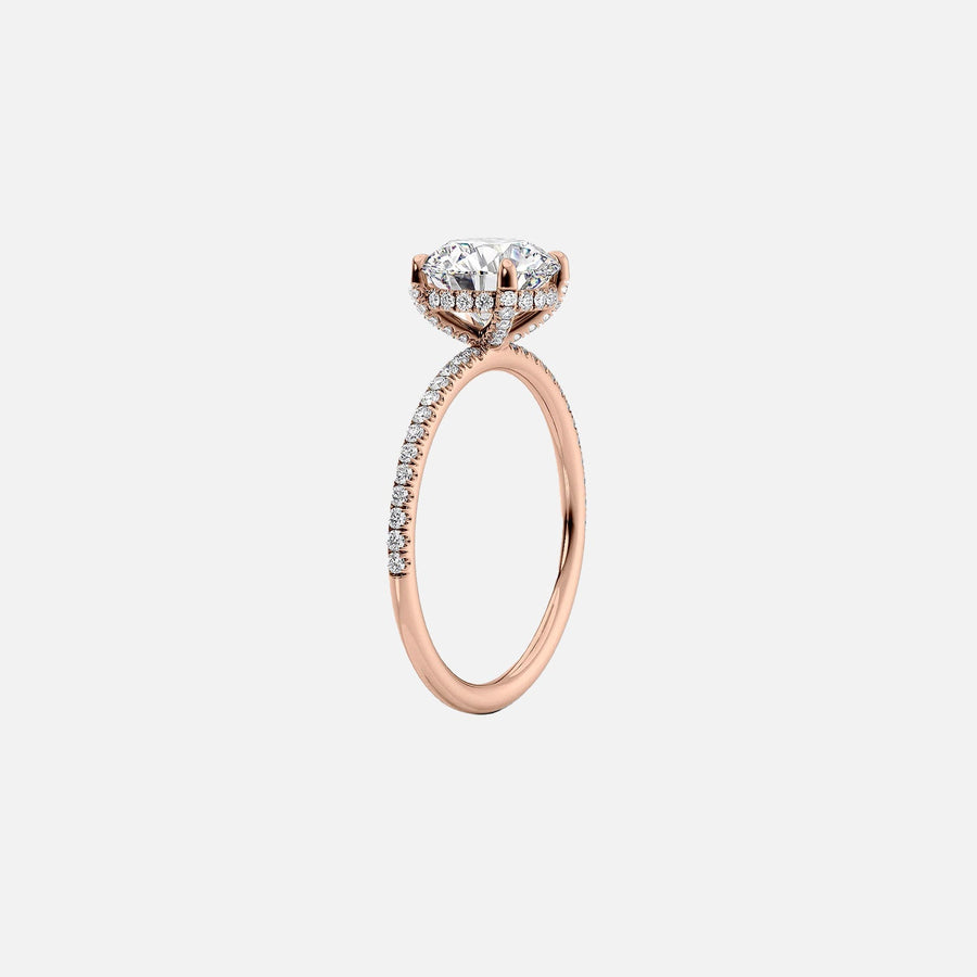  The Pave Crown Kamellie Oval Lab Diamond Ring 14k Rose Gold 002