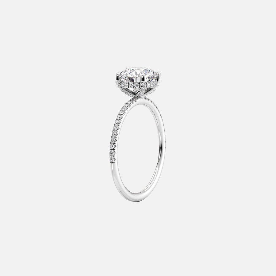  The Pave Crown Kamellie Oval Lab Diamond Ring 14k White Gold 002
