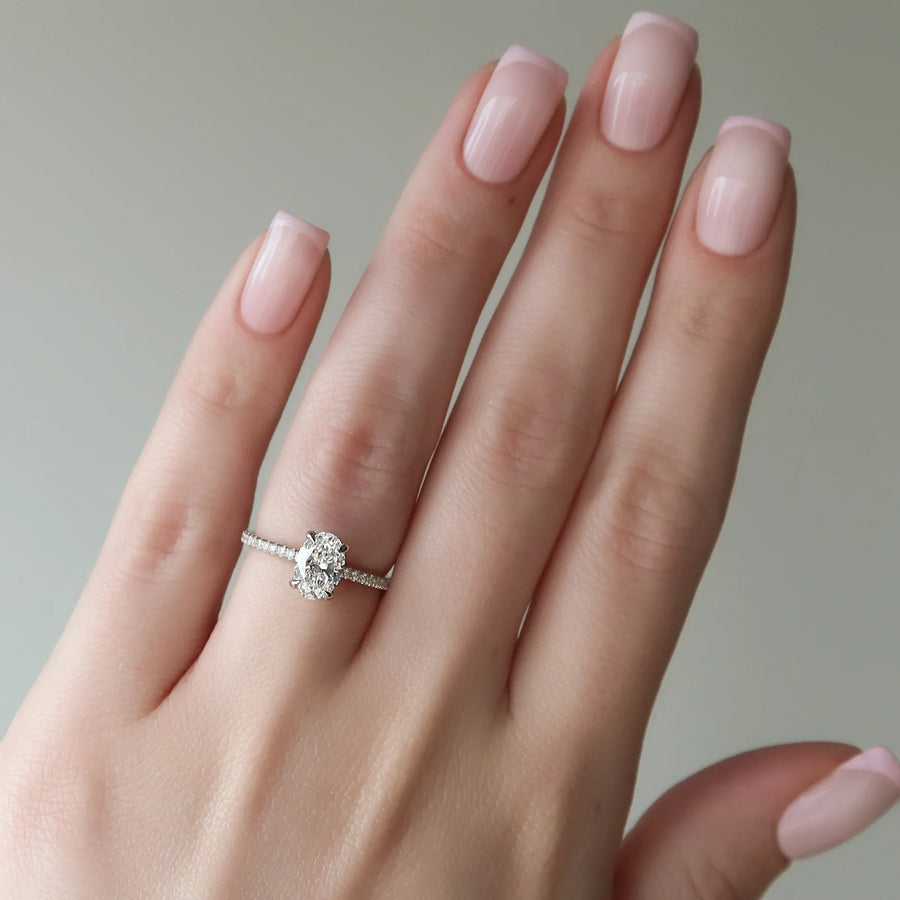  The Pave Crown Kamellie Oval Lab Diamond Ring 14k White Gold 003