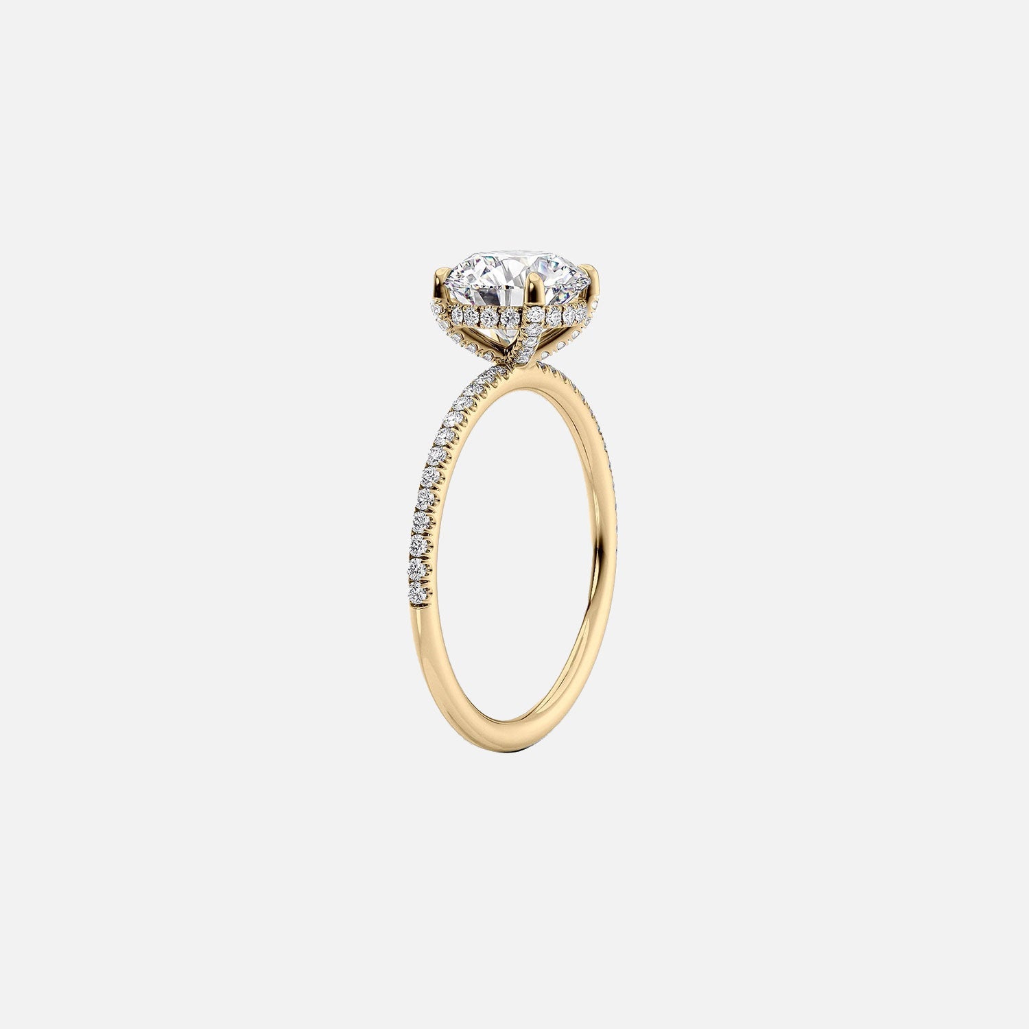  The Pave Crown Kamellie Oval Lab Diamond Ring 14k Yellow Gold 002