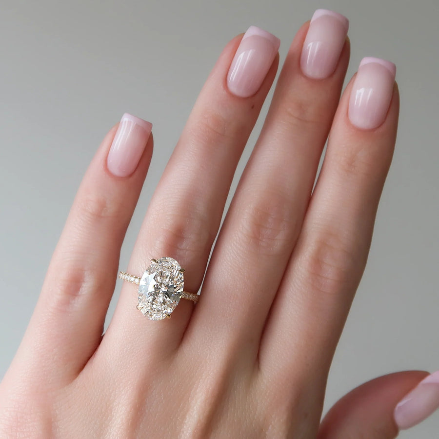  The Pave Crown Kamellie Oval Lab Diamond Ring 14k Yellow Gold 004 Final
