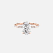 The Pave Crown Kamellie Oval Lab Diamond Ring 18k Rose Gold 001