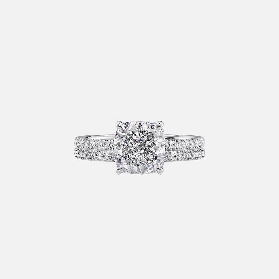  The Pave Eleanor Cushion Lab Diamond Ring 14k White Gold 003