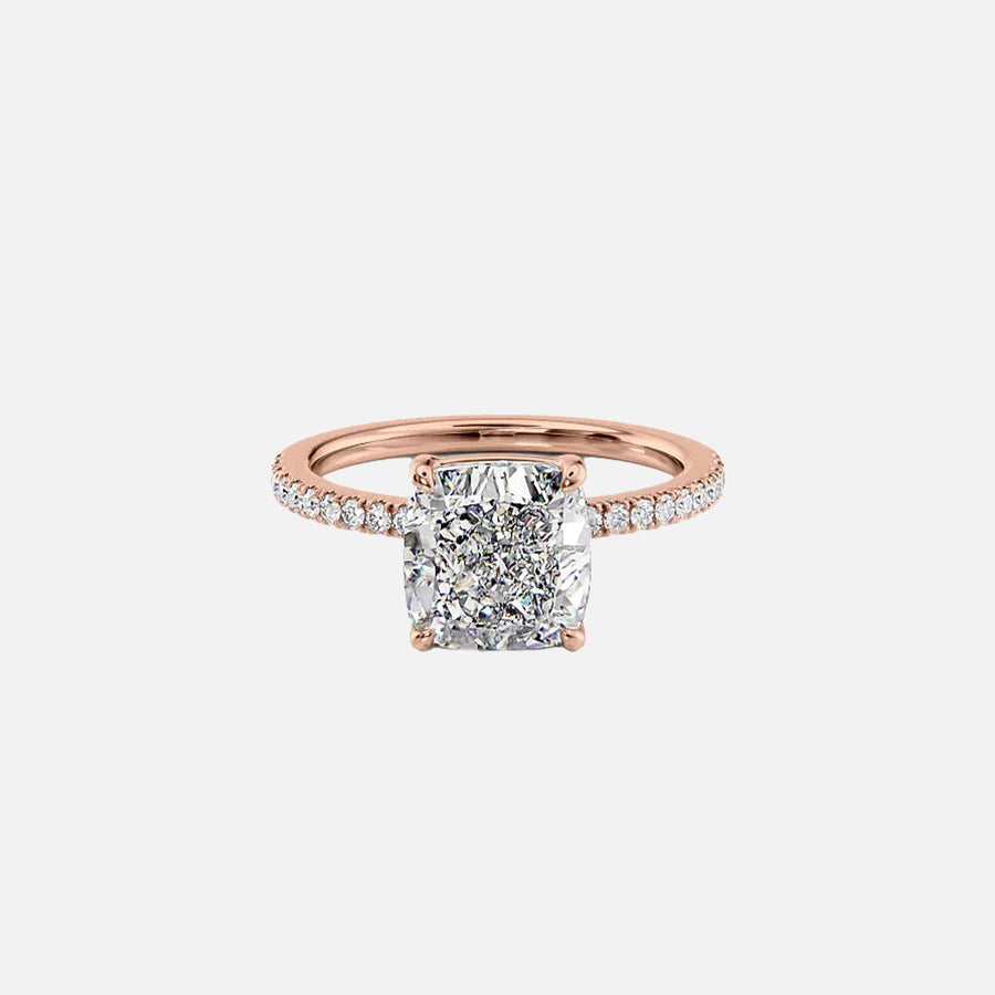  The Pave Eleanor Cushion Lab Diamond Ring 18k Rose Gold 001
