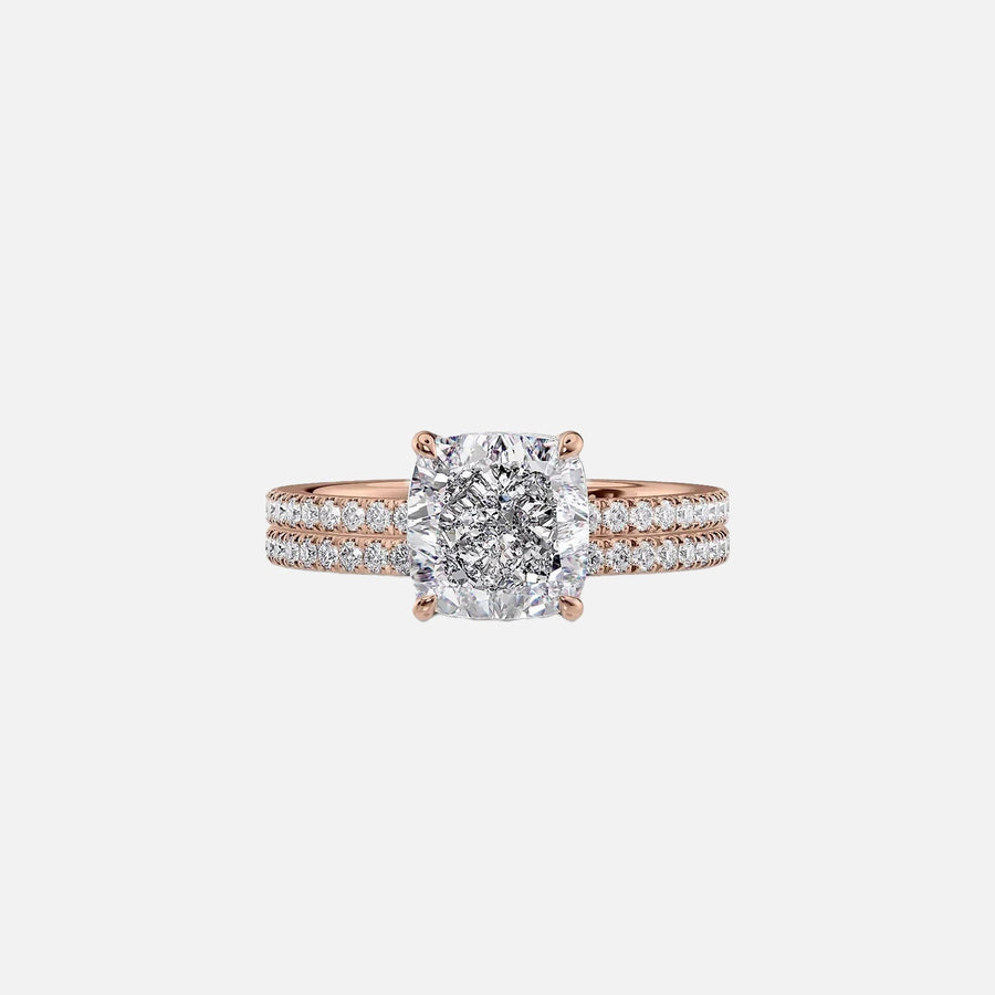  The Pave Eleanor Cushion Lab Diamond Ring 18k Rose Gold 003