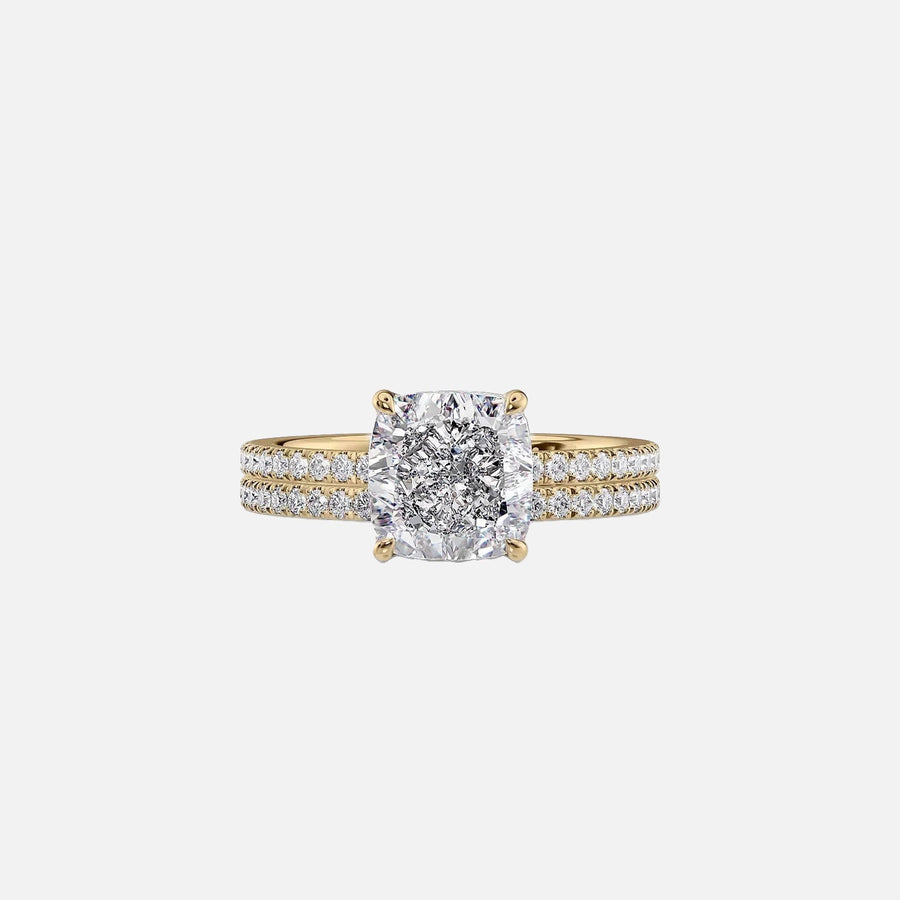  The Pave Eleanor Cushion Lab Diamond Ring 18k Yellow Gold 003