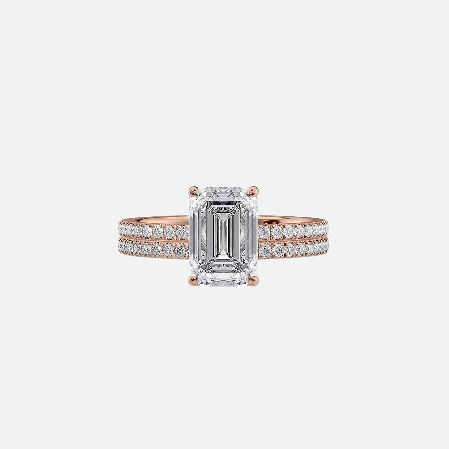  The Pave Eleanor Emerald Lab Diamond Ring 14k Rose Gold 003