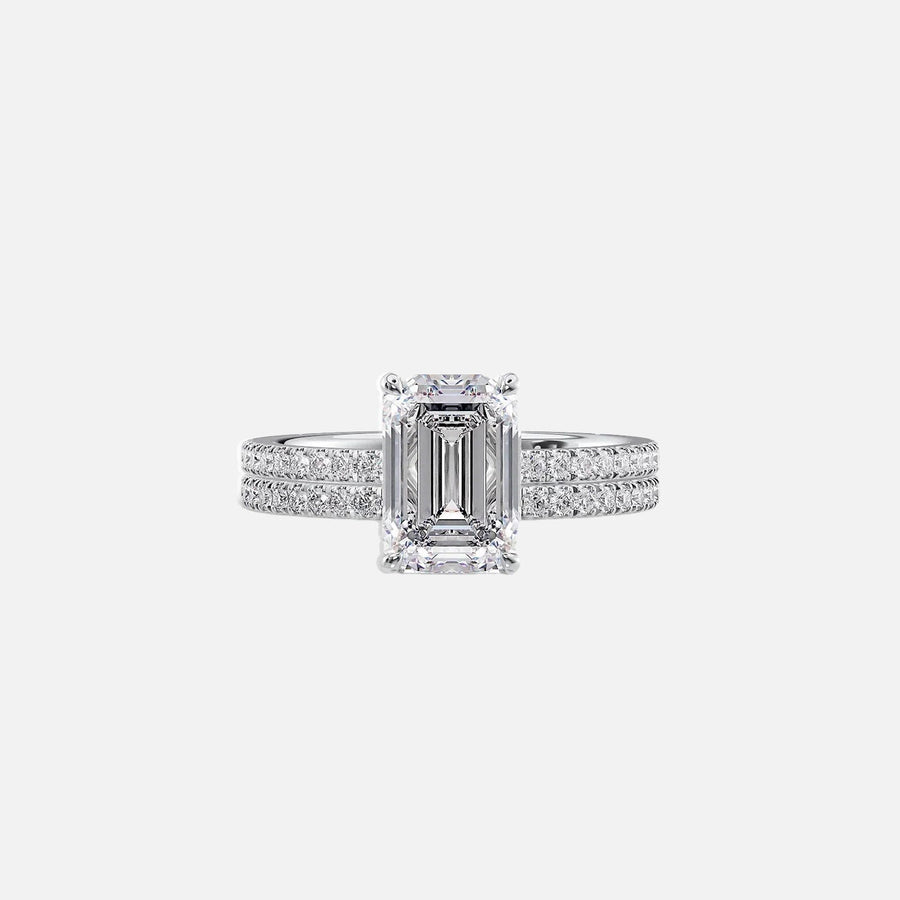  The Pave Eleanor Emerald Lab Diamond Ring 14k White Gold 003