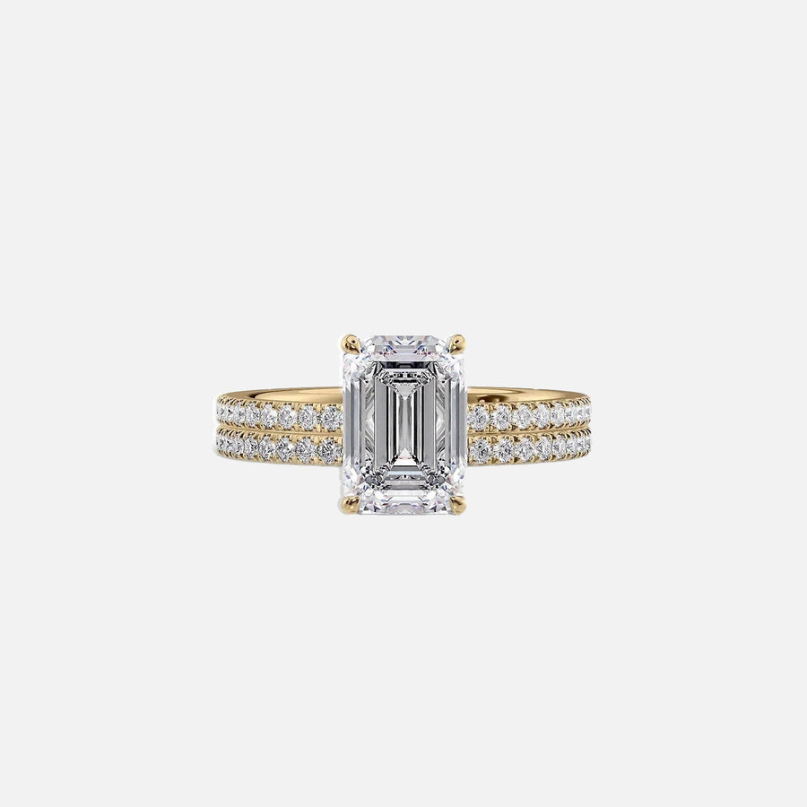  The Pave Eleanor Emerald Lab Diamond Ring 14k Yellow Gold 003