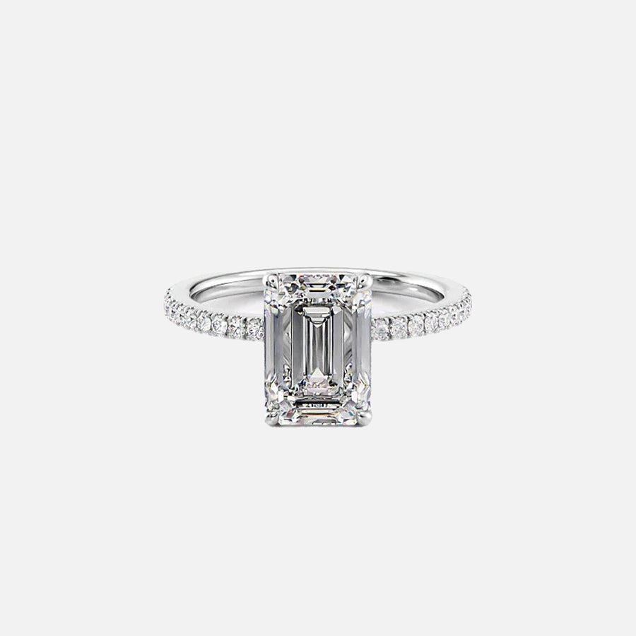  The Pave Eleanor Emerald Lab Diamond Ring 18k White Gold 001