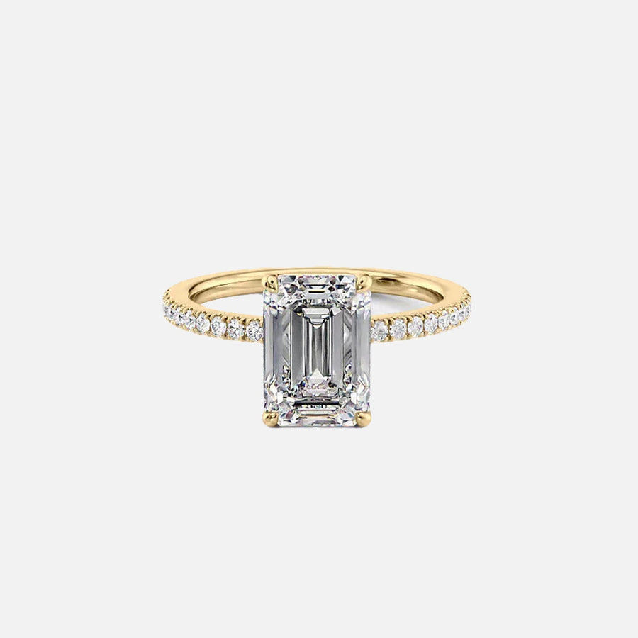  The Pave Eleanor Emerald Lab Diamond Ring 18k Yellow Gold 001