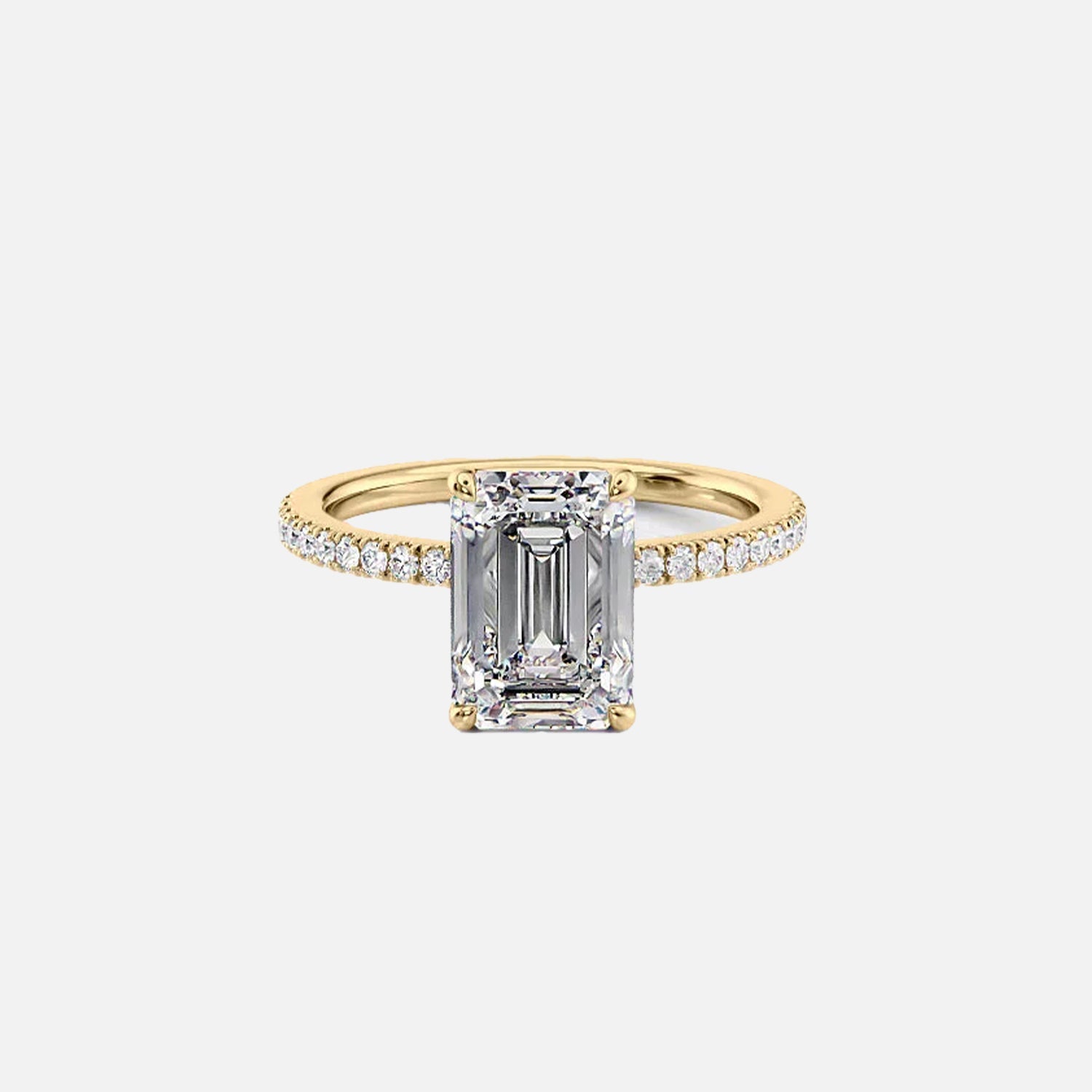 The Pave Eleanor Emerald Moissanite Ring 14k Yellow Gold 001