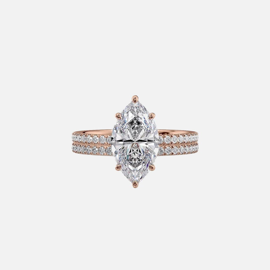  The Pave Eleanor Marquise Lab Diamond Ring 14k Rose Gold 003