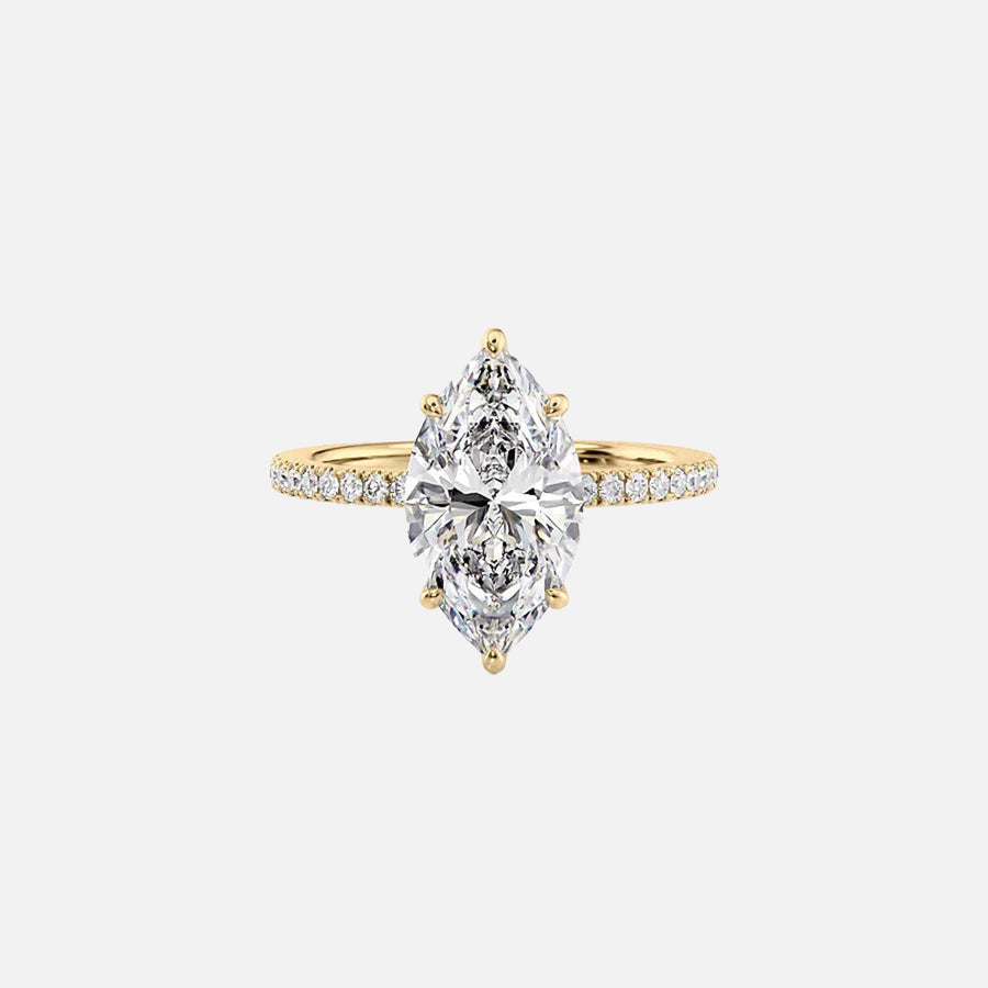  The Pave Eleanor Marquise Lab Diamond Ring 18k Yellow Gold 001
