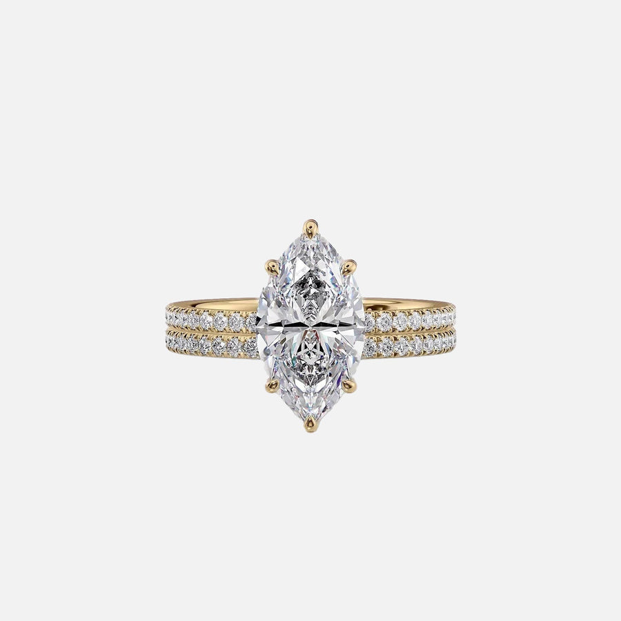  The Pave Eleanor Marquise Lab Diamond Ring 18k Yellow Gold 003