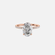  The Pave Eleanor Oval Lab Diamond Ring 14k Rose Gold 001