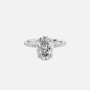  The Pave Eleanor Oval Lab Diamond Ring 14k White Gold 001