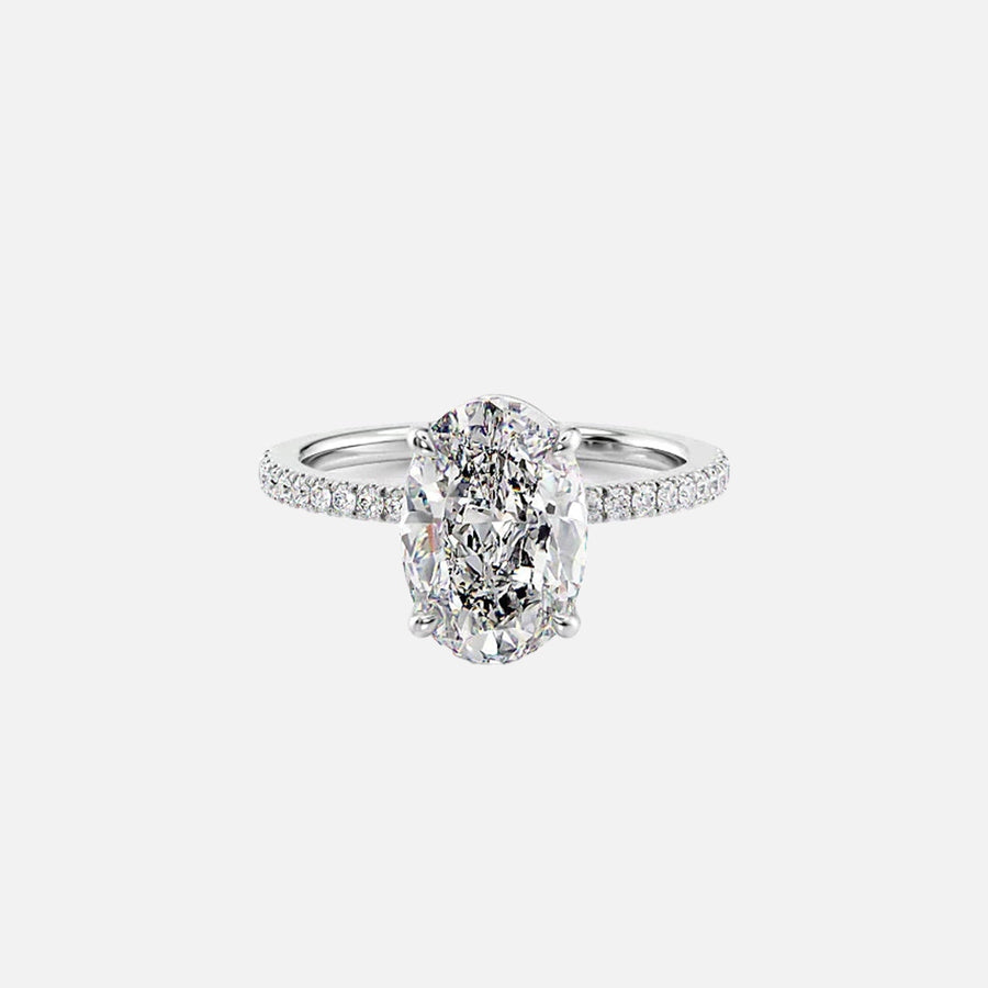  The Pave Eleanor Oval Lab Diamond Ring 14k White Gold 001