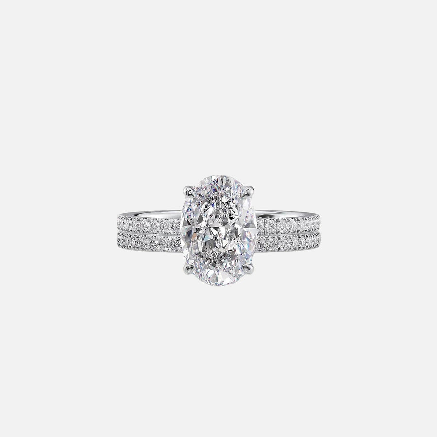  The Pave Eleanor Oval Lab Diamond Ring 18k White Gold 003