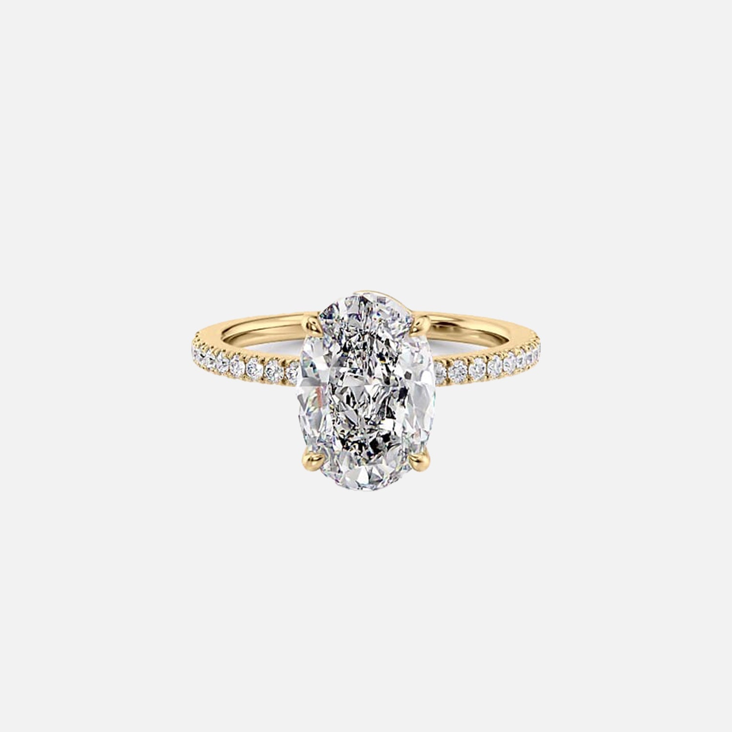 The Pave Eleanor Oval Moissanite Ring 14k Yellow Gold 001