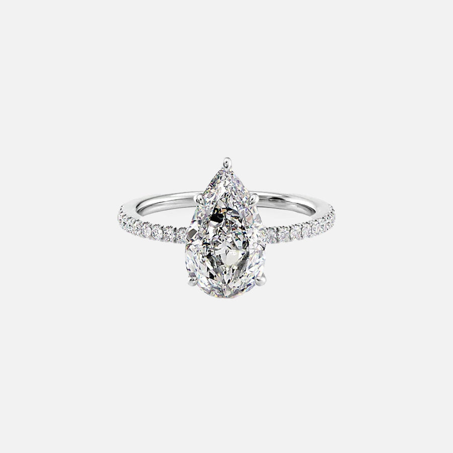  The Pave Eleanor Pear Lab Diamond Ring 14k White Gold 001