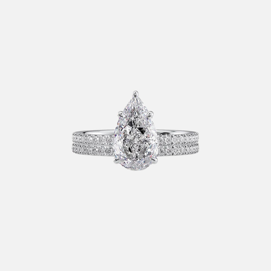  The Pave Eleanor Pear Lab Diamond Ring 14k White Gold 003