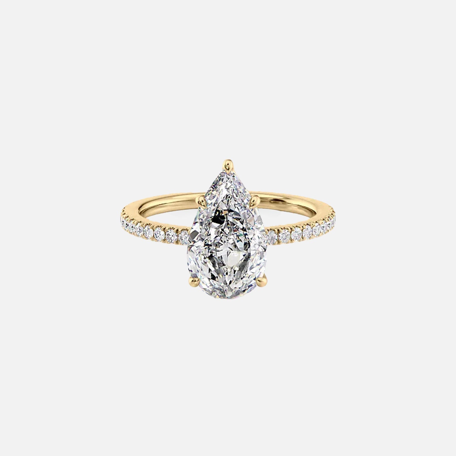 The Pave Eleanor Pear Moissanite Ring 14k Yellow Gold 001