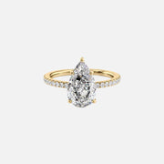 The Pave Eleanor Pear Moissanite Ring 14k Yellow Gold 001