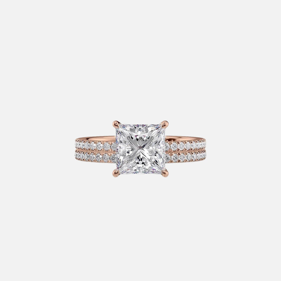  The Pave Eleanor Princess Lab Diamond Ring 14k Rose Gold 003
